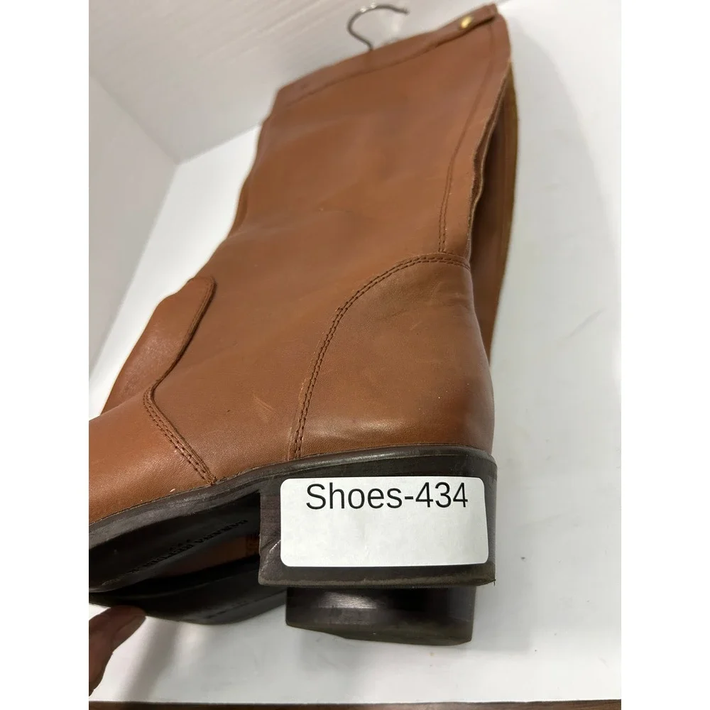 Banana Republic Leather Riding Boots 9 Cognac Brown Gold Snap Equestrian Preppy